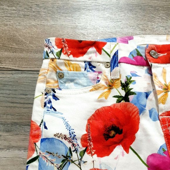 7 for all Mankind Jeans 25 White Floral Slim Skinny Stretch Dress Casual Pants - Picture 9 of 12